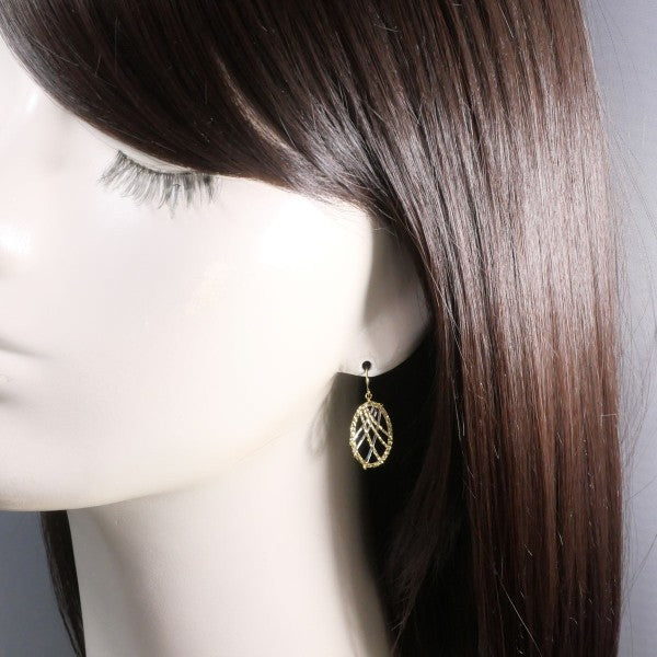 18K Yellow Gold and White Gold Earrings for Women - Elegant Dangle Hoop Earrings for Parties, Weddings & Everyday Wear