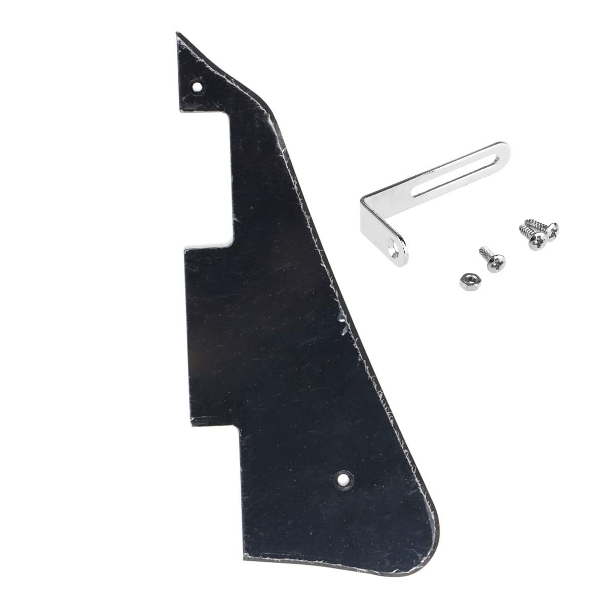 LP Guitar Pickguard with Bracket for Les Paul Electric Guitar - Black 1 Ply with Nickel Finish | Perfect for Protecting & Customizing Your Les Paul Guitar