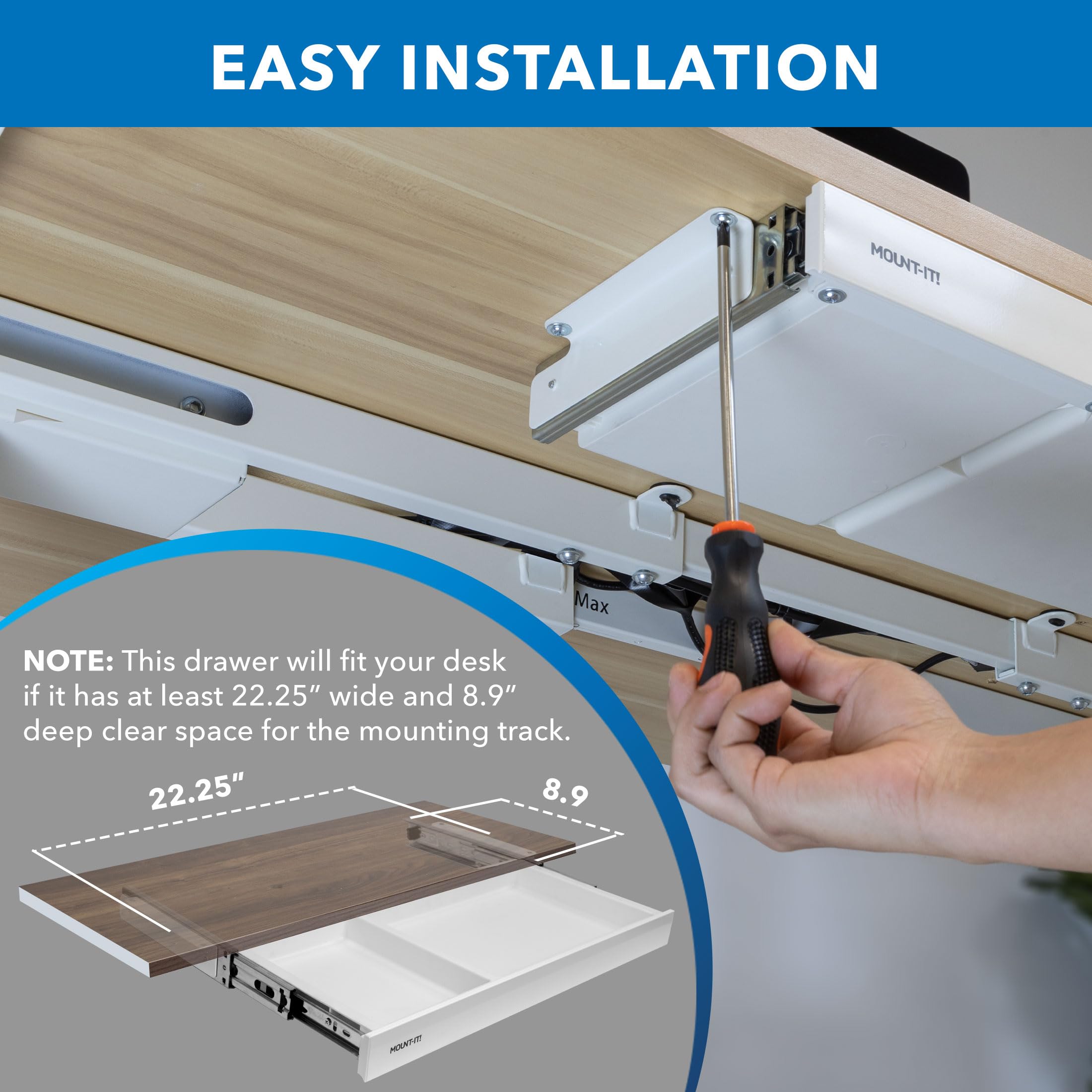 Mount-It! Under Desk Storage Drawer Organizer - 20.7