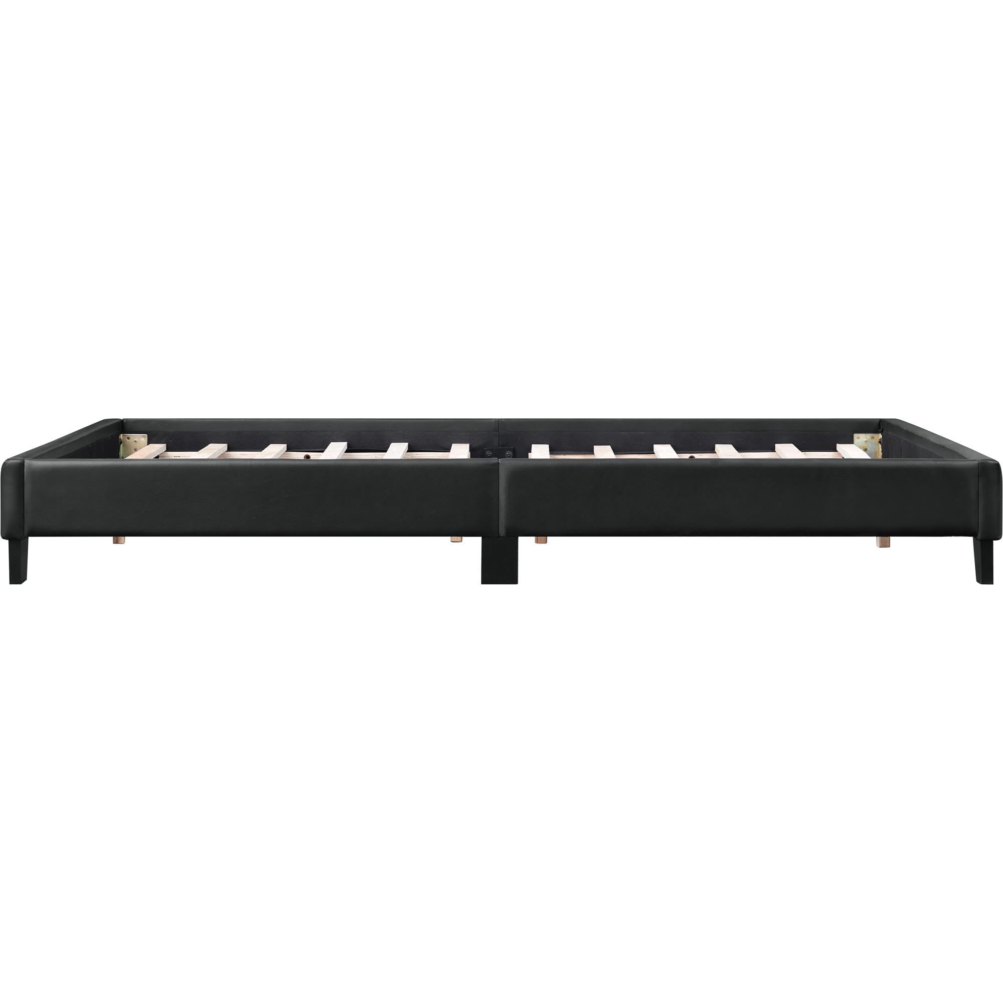 Camden Isle Acton King Size Platform Bed with 2 Nightstands - Modern Black Wooden Bed Frame for Master Bedroom | Space-Saving Storage Bed Design for Small Rooms