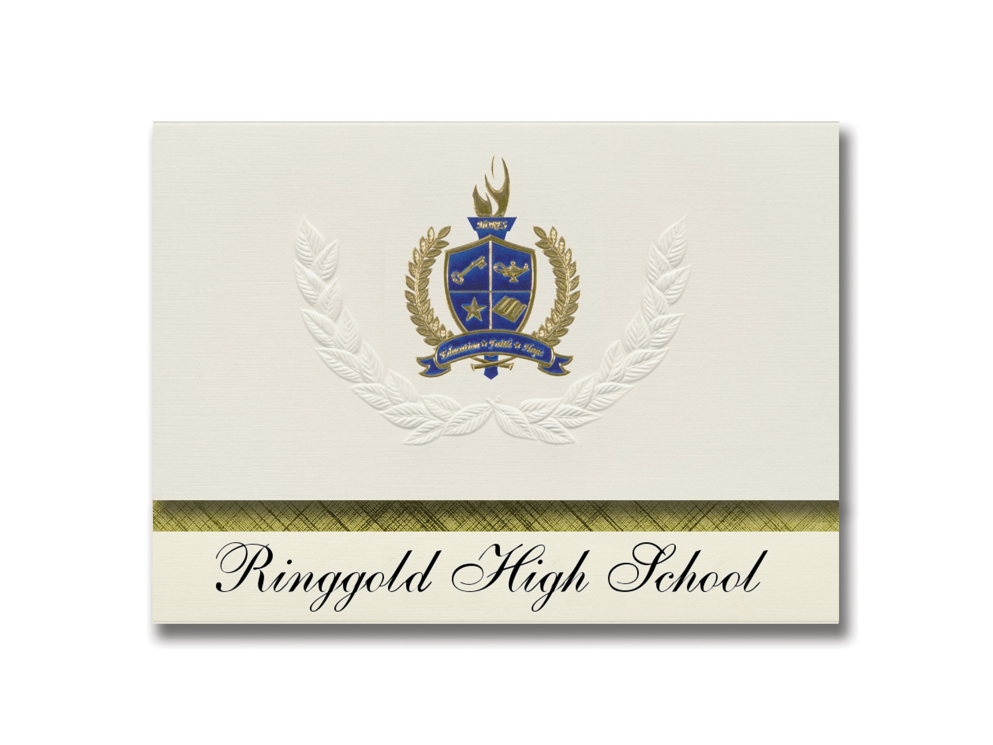 Ringgold High School Graduation Announcements - Presidential Style Elite Package of 25 with Gold & Blue Metallic Foil Seal | Formal Graduation Invitations for GA Students | Perfect for Commencement Ceremonies & Senior Celebrations