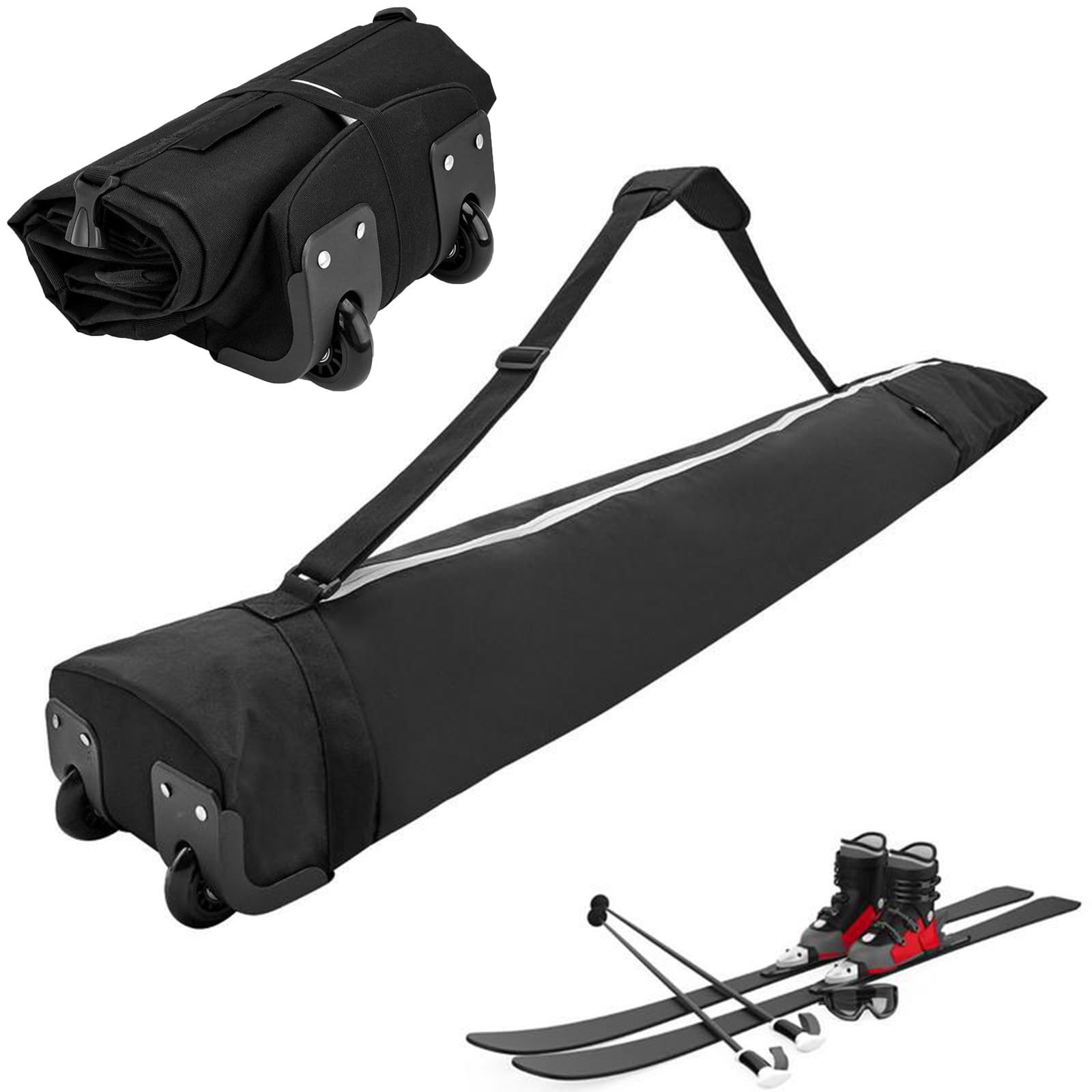 Padded Snowboard Bag with Wheels - Durable Oxford Cloth Ski Roller Bag for Air Travel, Large Capacity Double Roller Snowboard Travel Bag for Easy Carry & Storage | Perfect for Winter Sports, Ski Trips & Snowboard Vacations