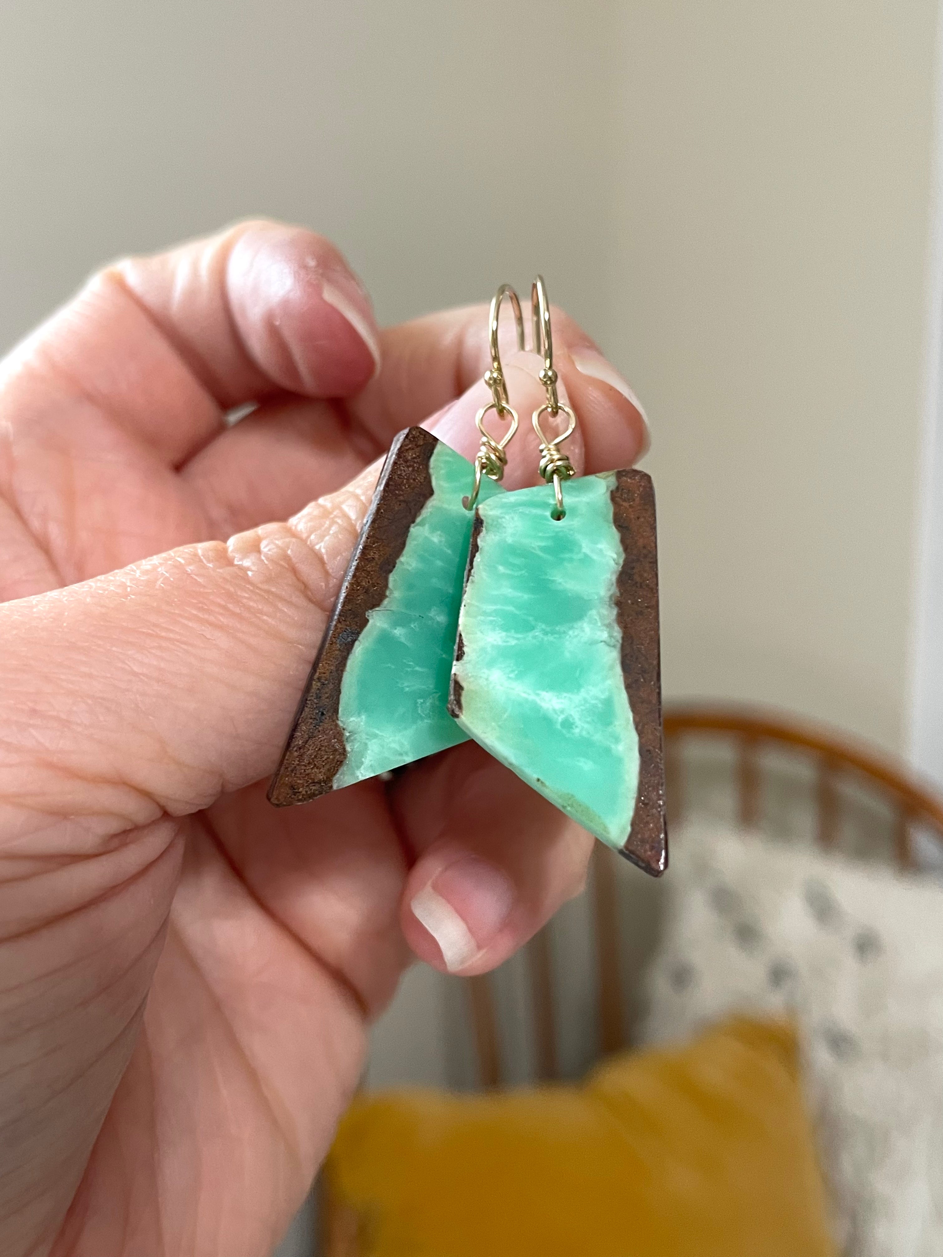 Chrysoprase Statement Earrings - 14K Gold Filled Dangle Earrings for Women | Elegant Jewelry Gift for Birthday, Anniversary & Special Occasions