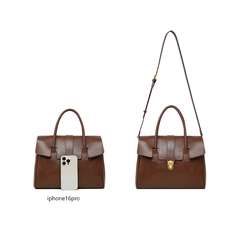 Stylish Leather Flap Work Bag for Women - Professional Office Tote with Multiple Pockets - Perfect for Business, Commuting & Travel