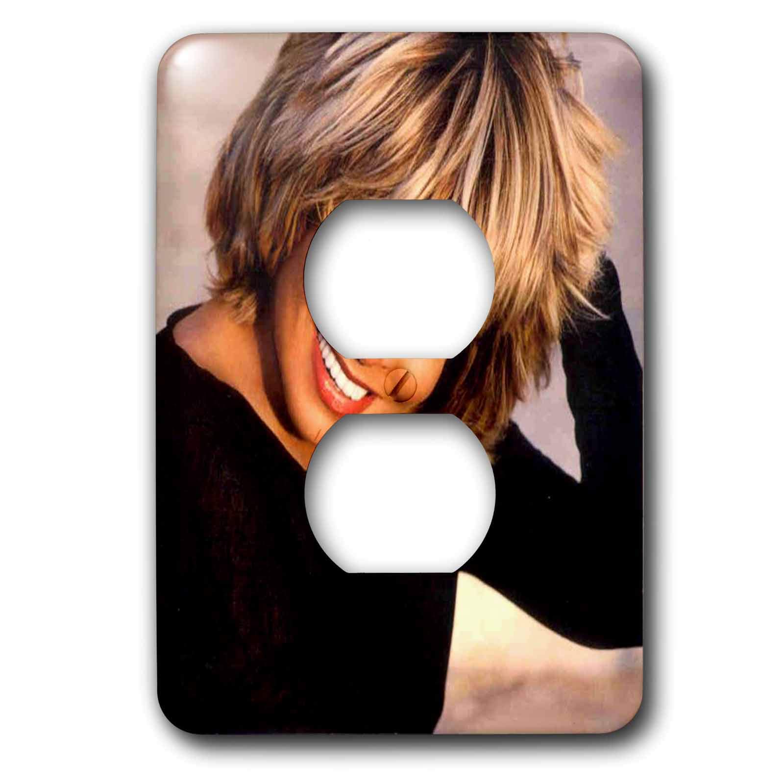 3D Rose Tina Turner 2 Plug Outlet Cover - Decorative Electrical Outlet Cover for Home & Office - Perfect for Music Fans, Bedroom, Living Room, and Studio Decor