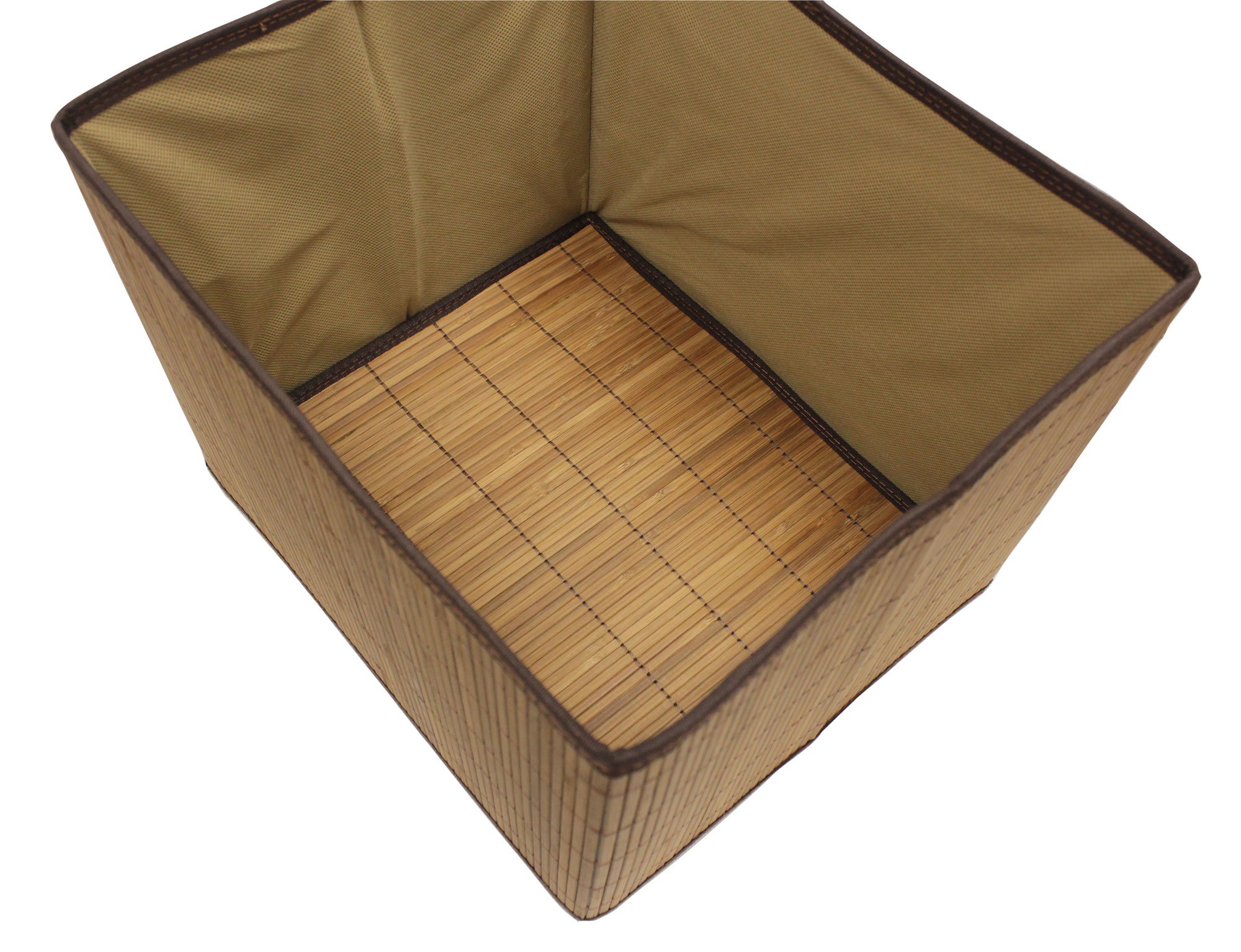Natural Bamboo Storage Box with Lid - 3 Pack Large, Brown | Eco-Friendly Home Organization for Closet, Bathroom & Office | Seta Direct