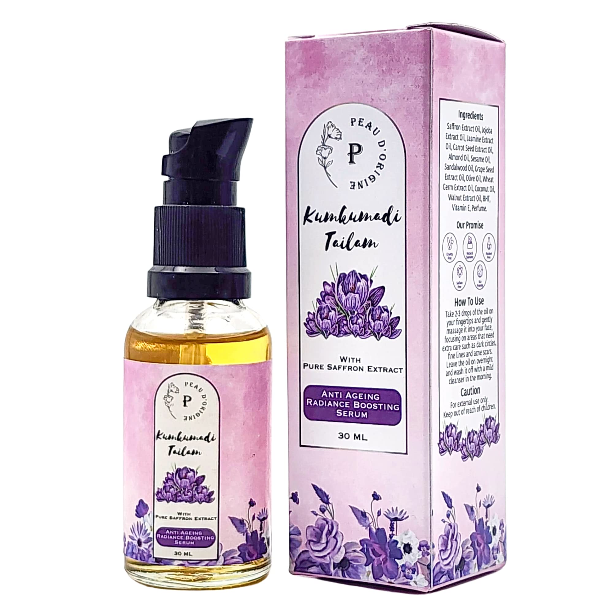 Kumkumadi Face Massage Oil - 100% Natural Ayurvedic Tailam for Winter Skin Care & Glowing Complexion (30ml) | Perfect for Dry Skin, Anti-Aging & Nighttime Facial Routine
