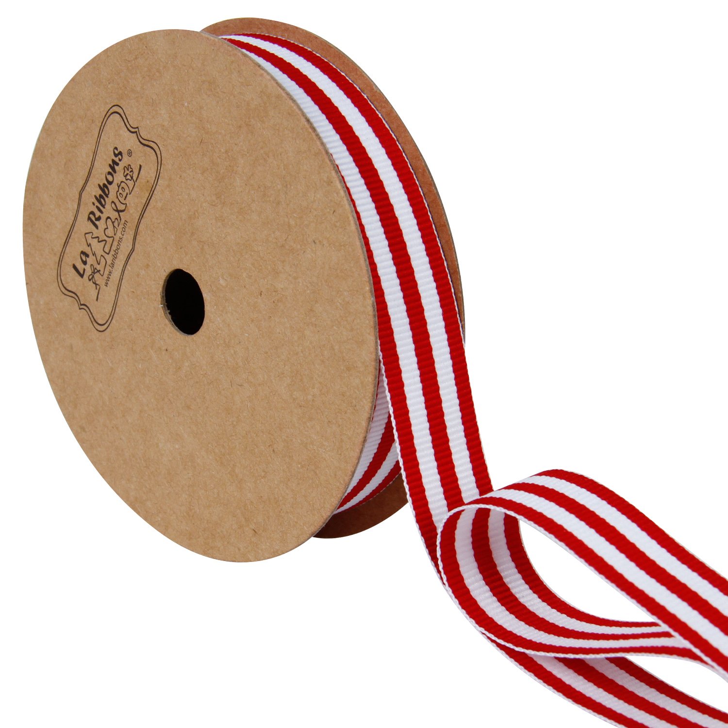 Premium Red and White Striped Grosgrain Ribbon - 5/8 Inch x 10 Yards - Gift Wrapping, Crafts, DIY Projects, Hair Bows, Party Decorations, and Scrapbooking Supplies