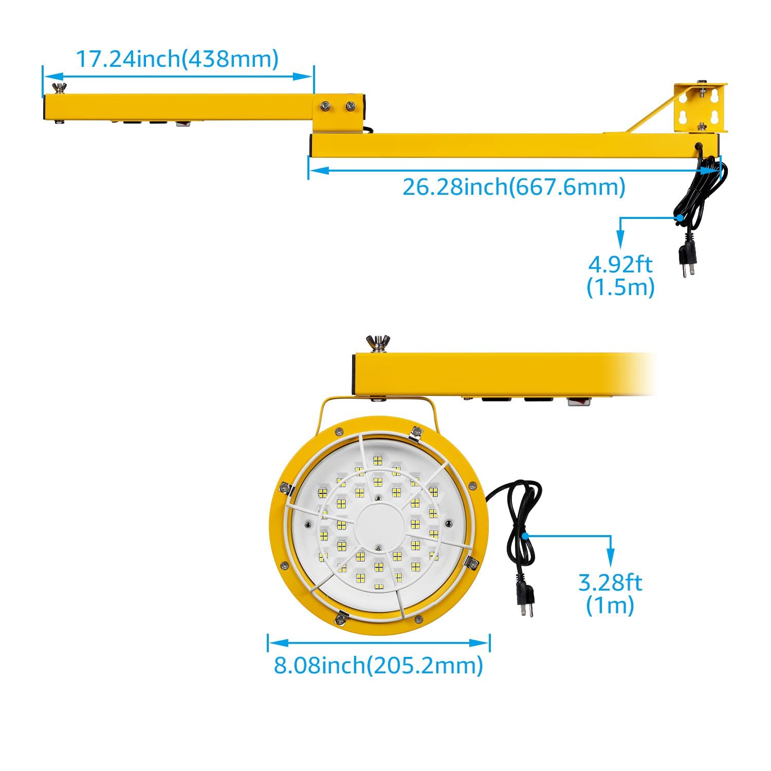 LEONLITE 50W LED Loading Dock Light - 45 Inch Adjustable Double Swing Arm Work Light with 360° Rotatable Head, 5700K Daylight White, IP65 Waterproof - ETL Certified for Trailers, Docks, Warehouses & Containers | Perfect for Nighttime Loading, Outdoor Workspaces & Industrial Lighting