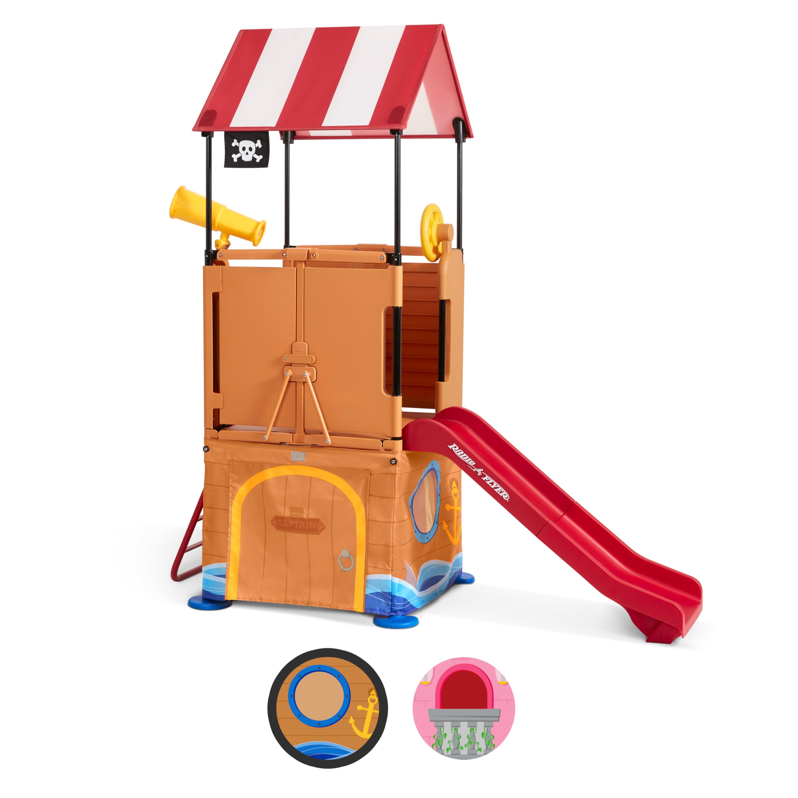 Radio Flyer Play & Fold Away Pirate Ship - Toddler Climber & Kids Playhouse for Ages 2-5 | Indoor & Outdoor Playtime Adventure for Preschoolers