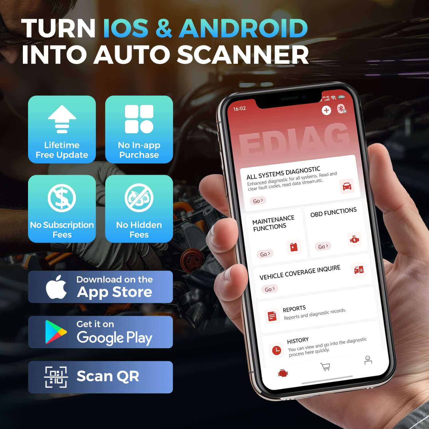 KINGBOLEN EDIAG ELITE CANFD & FCA All System Diagnostic Tool - Free Lifetime Updates, Bidirectional Control, OBD2 Scanner for Car, Truck & SUV - Professional Auto Repair & DIY Diagnostics