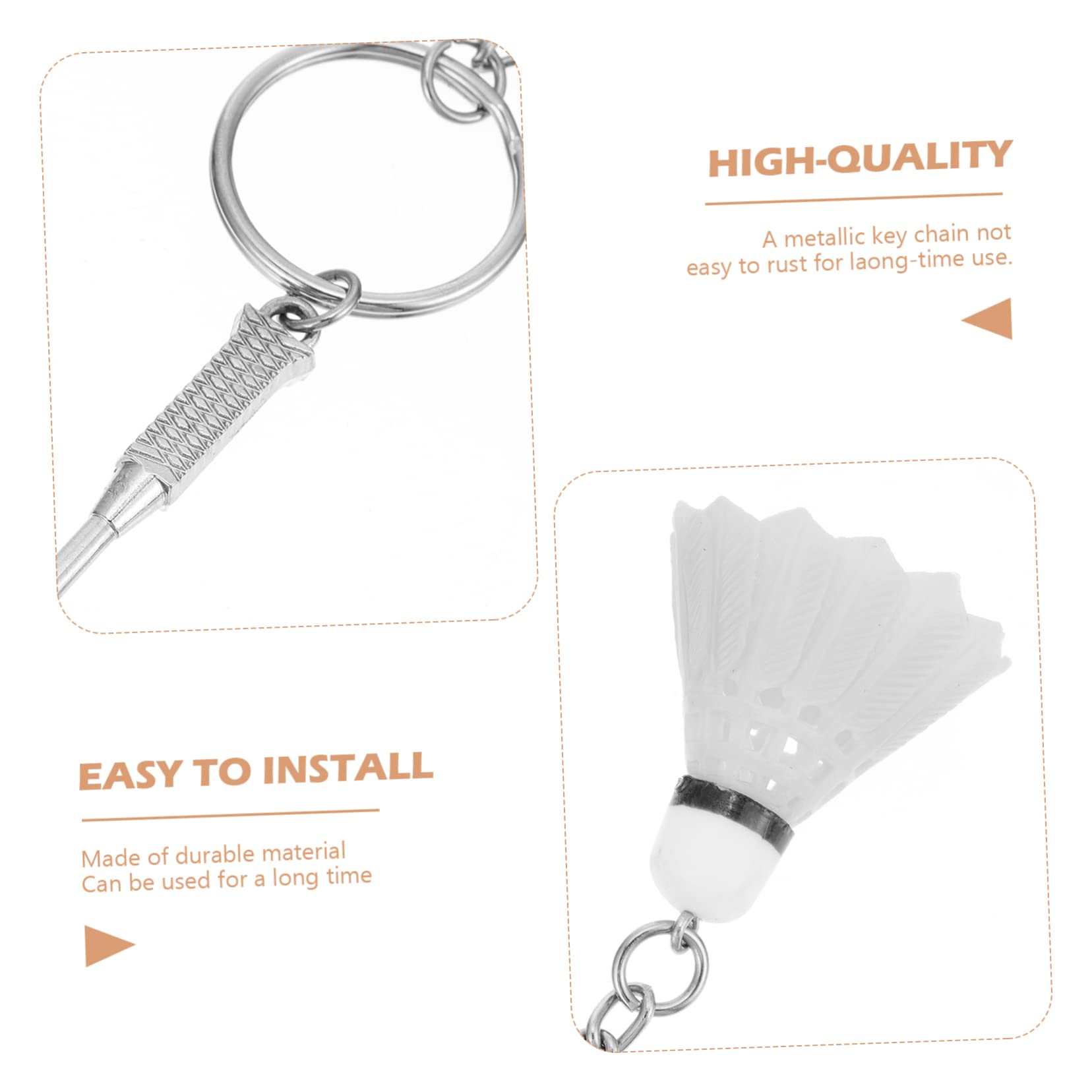 WOONEKY 2-Pack Badminton Keychain Set - Sports Style Mini Racket Pendant, Durable Iron Key Ring for Purse, Backpack, Wallet & Keys | Perfect Gift for Badminton Lovers & Sports Enthusiasts
