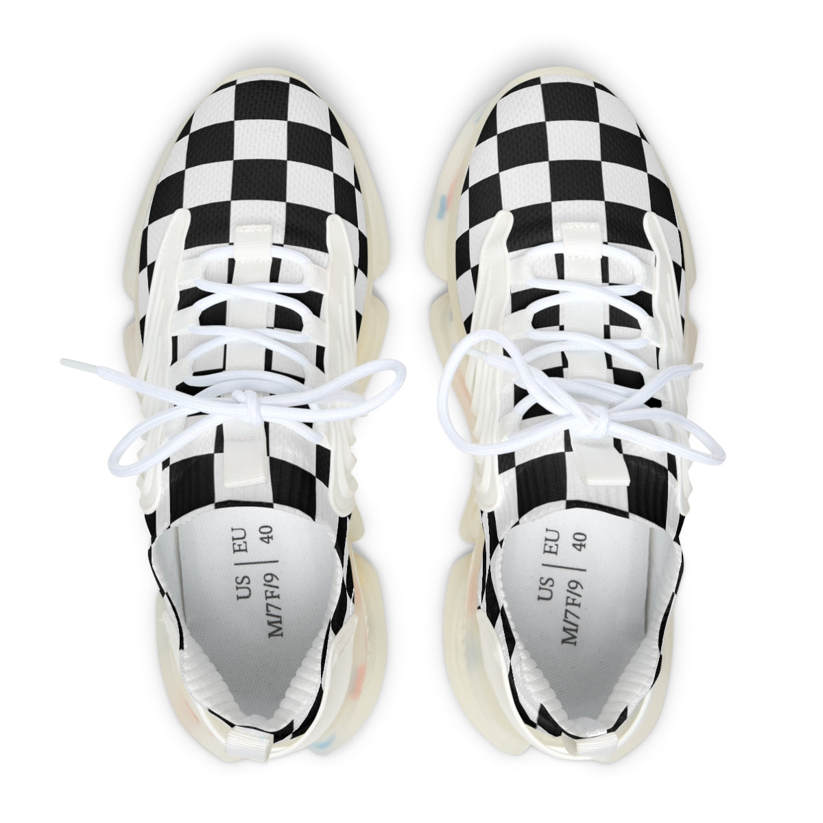 Women's Breathable Mesh Running Sneakers with Checkered Print & Shock-Absorbing Soles - Lightweight Gym Shoes for Jogging, Workouts & Casual Wear