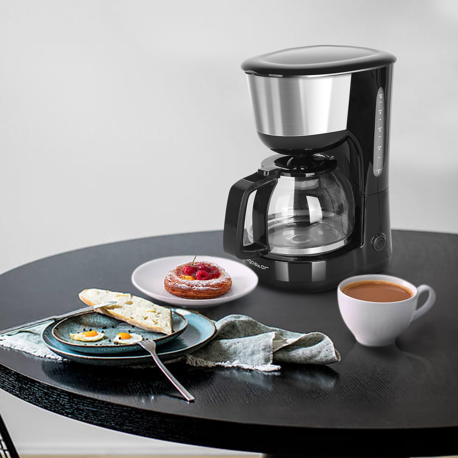 Aigostar 30HIK Drip Coffee Maker - 1000W Filter Coffee Machine with Reusable Filter, Reheat & Keep Warm Function, Anti-Drip System, 1.25L (10 Cups), BPA-Free - Perfect for Home, Office, and Restaurant Use