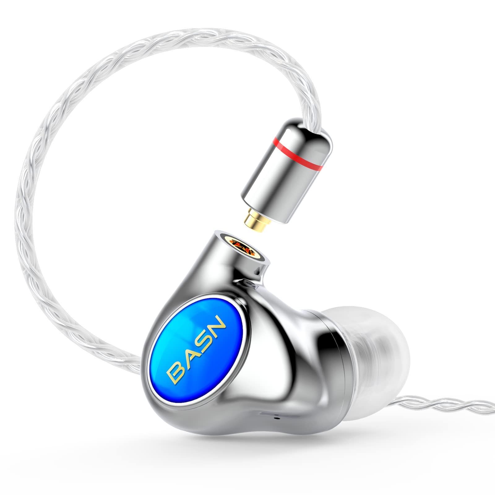 BASN Metalen PRO 4 Drivers in-Ear Monitors Headphones for Musicians & Audiophiles - Noise Isolating Wired Earphones with Enhanced Bass, CNC Metal Shell & Detachable MMCX Cables (Sapphire Blue) - Perfect for Studio Recording, Live Performance & Music Listening
