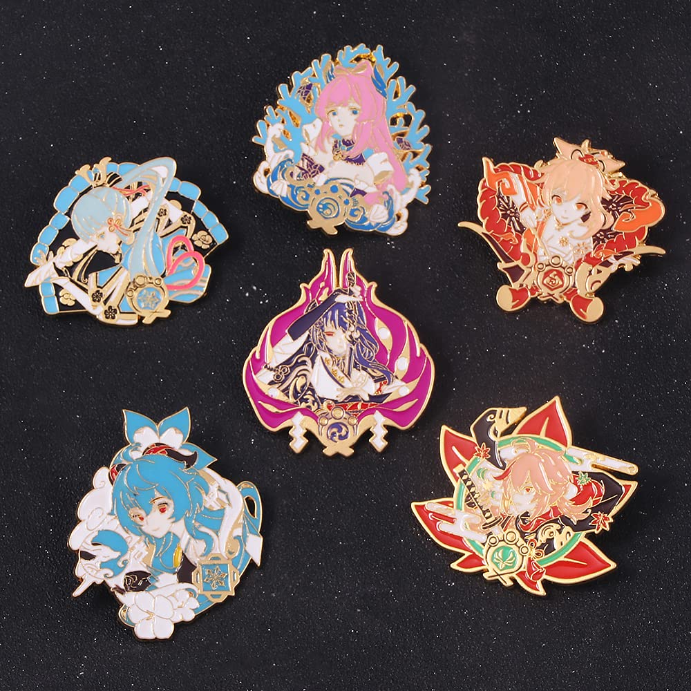 Genshin Impact Hu Tao Enamel Brooch Pin - Anime Cosplay Accessory for Fans, Women & Girls - Perfect for Conventions, Cosplay Events & Gift Giving