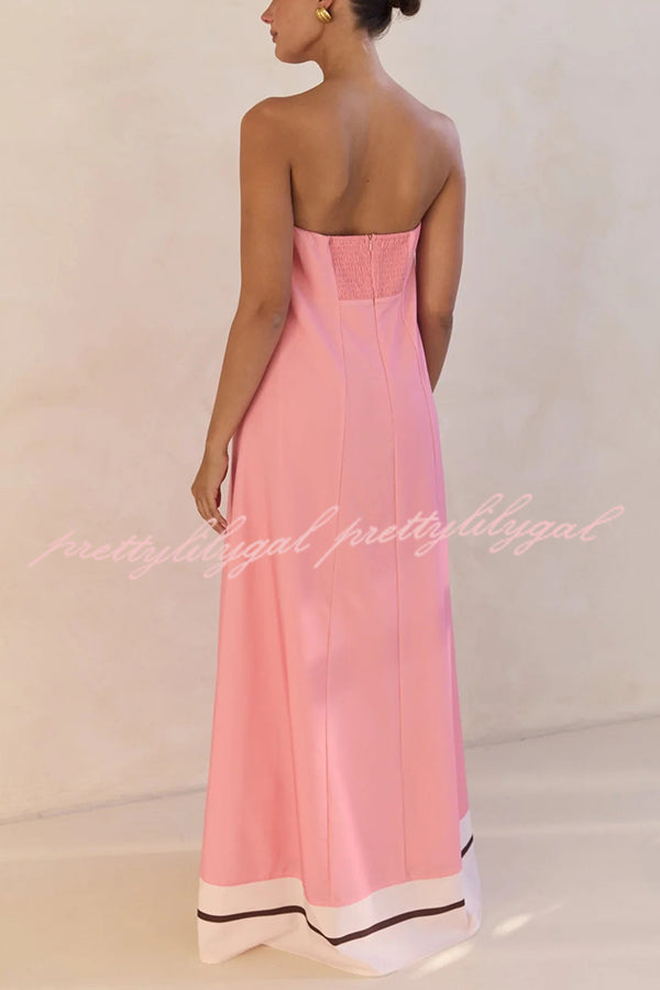 Sexy Tube Top Back Zipper Loose Maxi Dress with Unique Print - Summer Beach Party, Vacation, Date Night Outfit