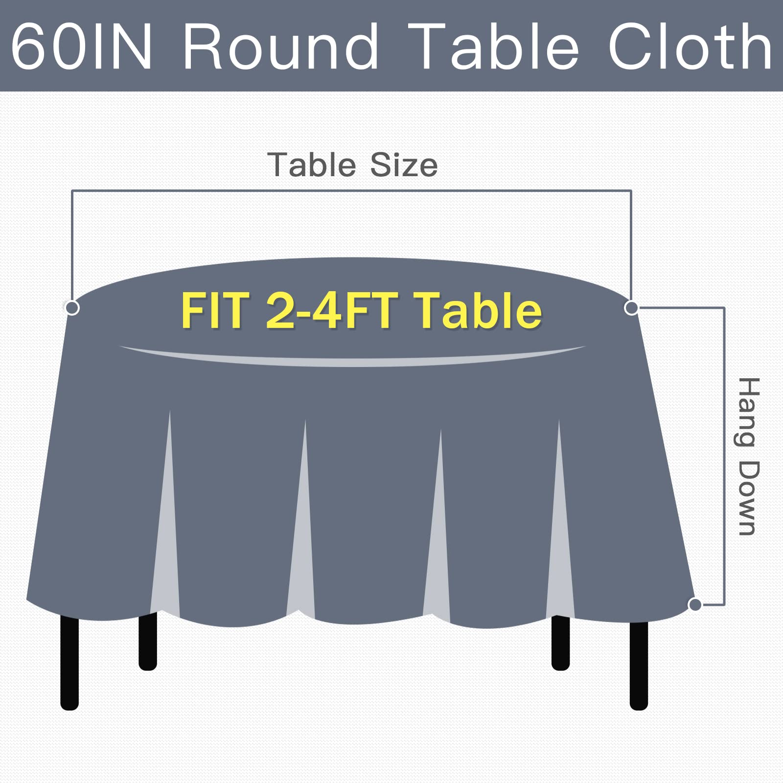 Vonabem 100% Waterproof Round PVC Tablecloth - Checkered Vinyl Table Cover, Oil & Spill Proof, Easy to Clean - Perfect for Indoor & Outdoor Dining, Picnics, BBQs (Black, 60 Inch Round)