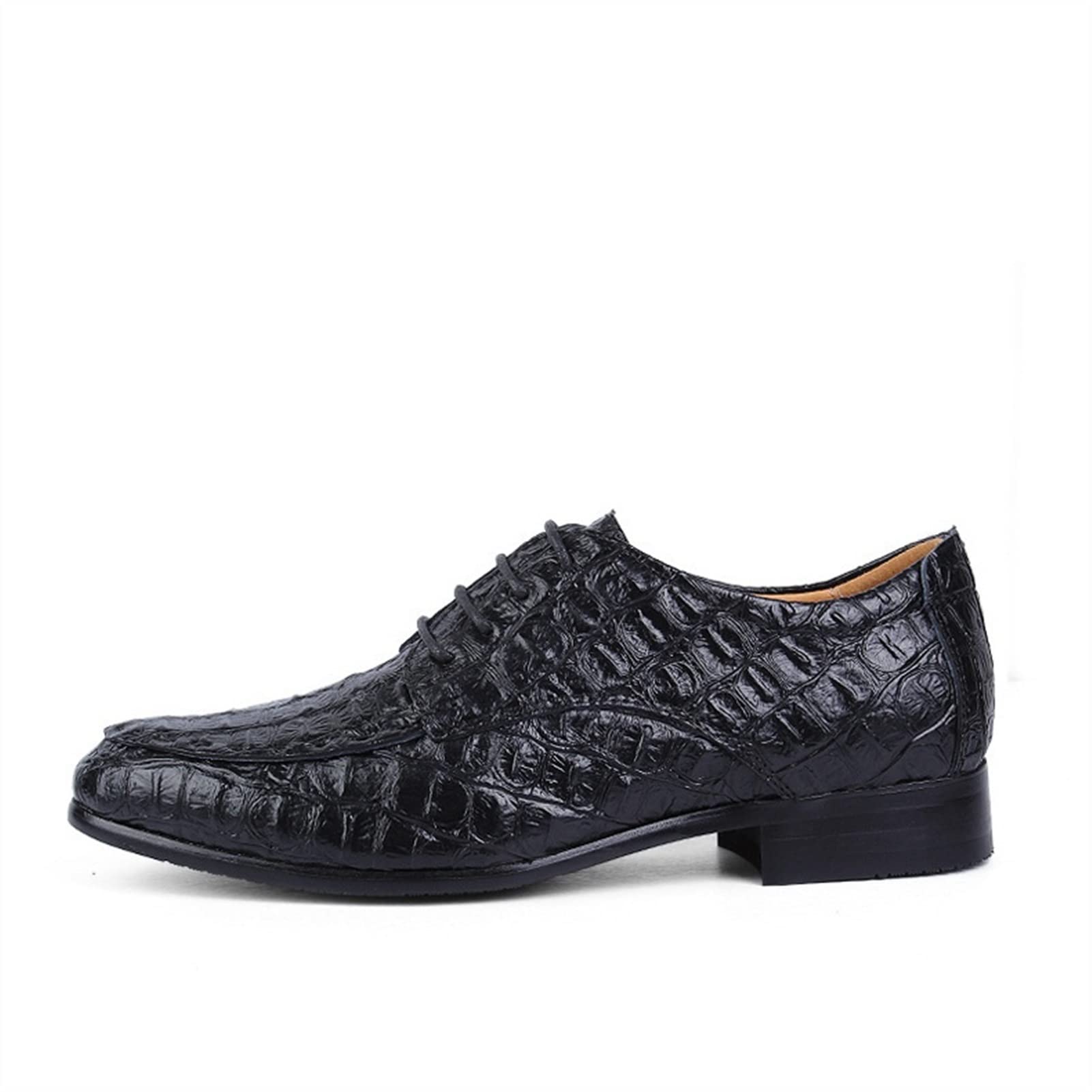 Premium Men's Leather Dress Shoes - Genuine Crocodile Embossed Oxford Derby Lace-Up Shoes for Wedding & Formal Occasions | Anti-Slip Sole, Comfortable & Stylish Business Attire Footwear