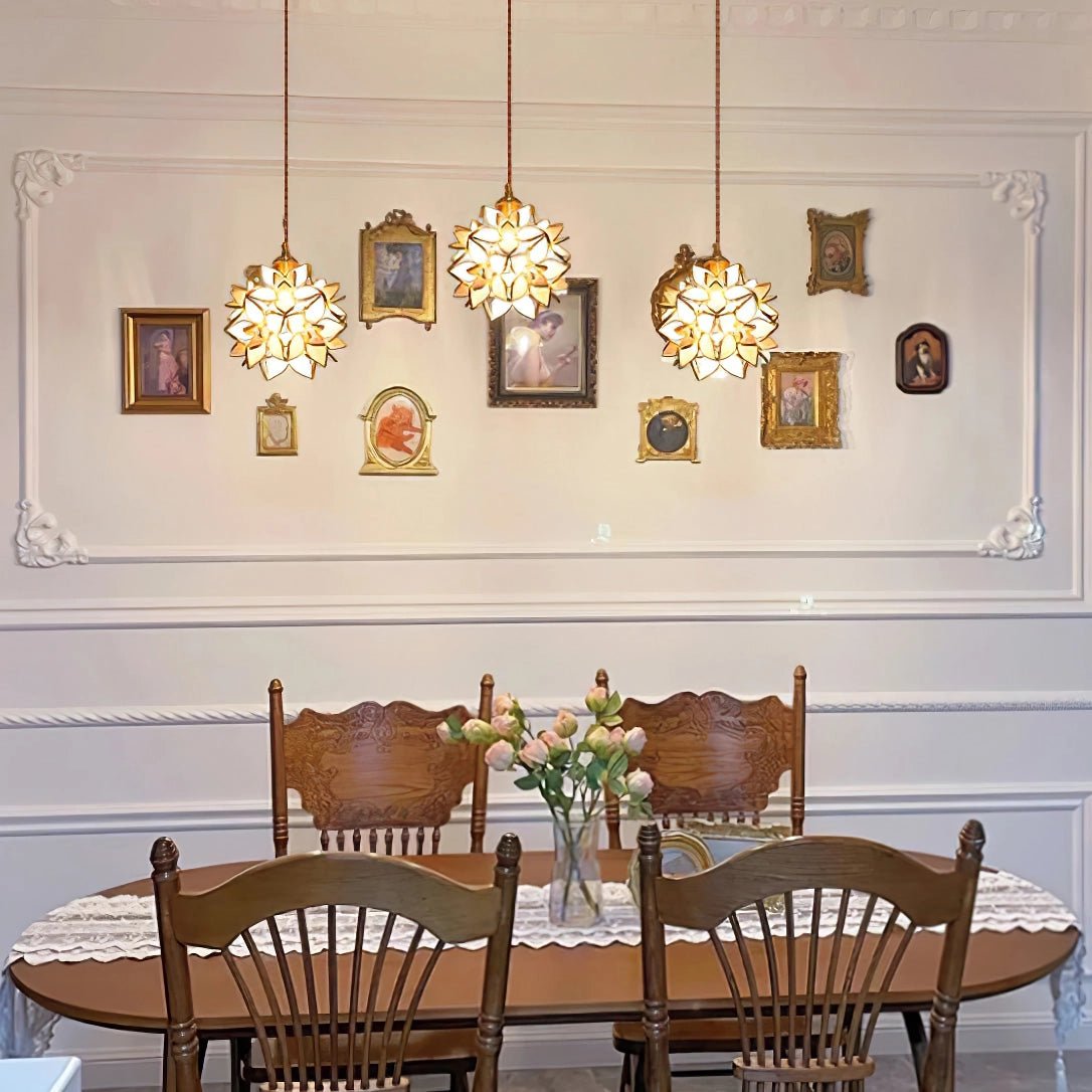 Handmade Capiz Shell Pendant Light - Natural Seashell Chandelier for Dining Room, Bedroom & Living Room Decor