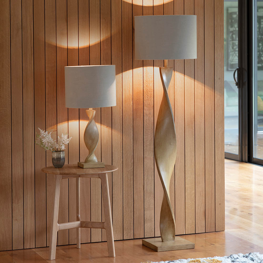Bellatrix Modern Floor Lamp with Wood Finish - E27 Socket for Living Room, Bedroom, or Office Lighting