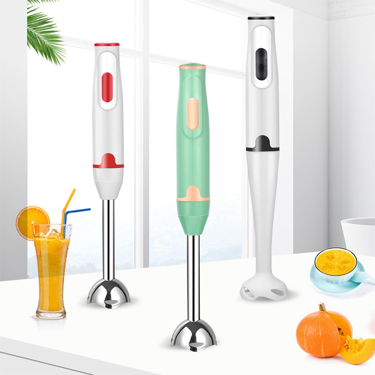 2-Speed Immersion Blender - Powerful Electric Hand Blender for Smoothies, Soups & Sauces - Perfect Kitchen Tool for Blending, Whipping & Pureeing (White)