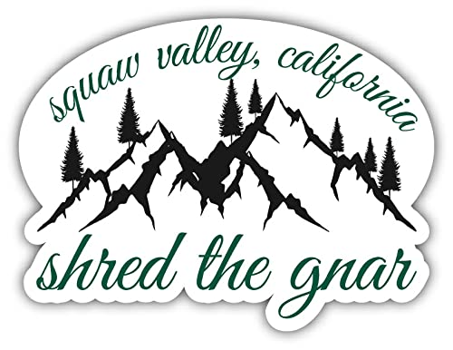 Squaw Valley California Ski & Snowboard Adventure 4-Inch Vinyl Decal Sticker - Mountain Design for Laptops, Helmets & Water Bottles