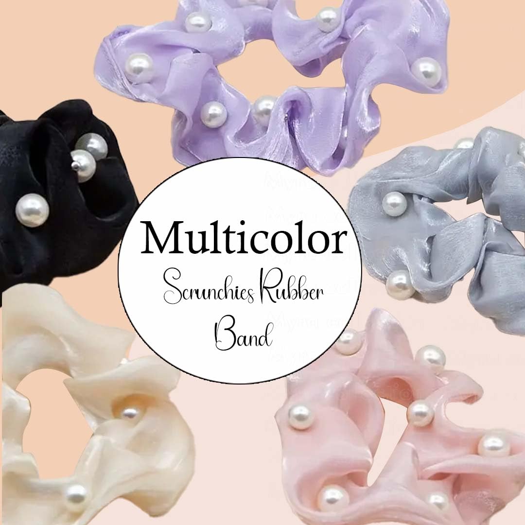 Myra Collection 5-Piece Pearl Hair Ties Scrunchies - Durable & Elegant Hair Accessories for Women and Girls | Perfect for School, Work, Parties and Everyday Use