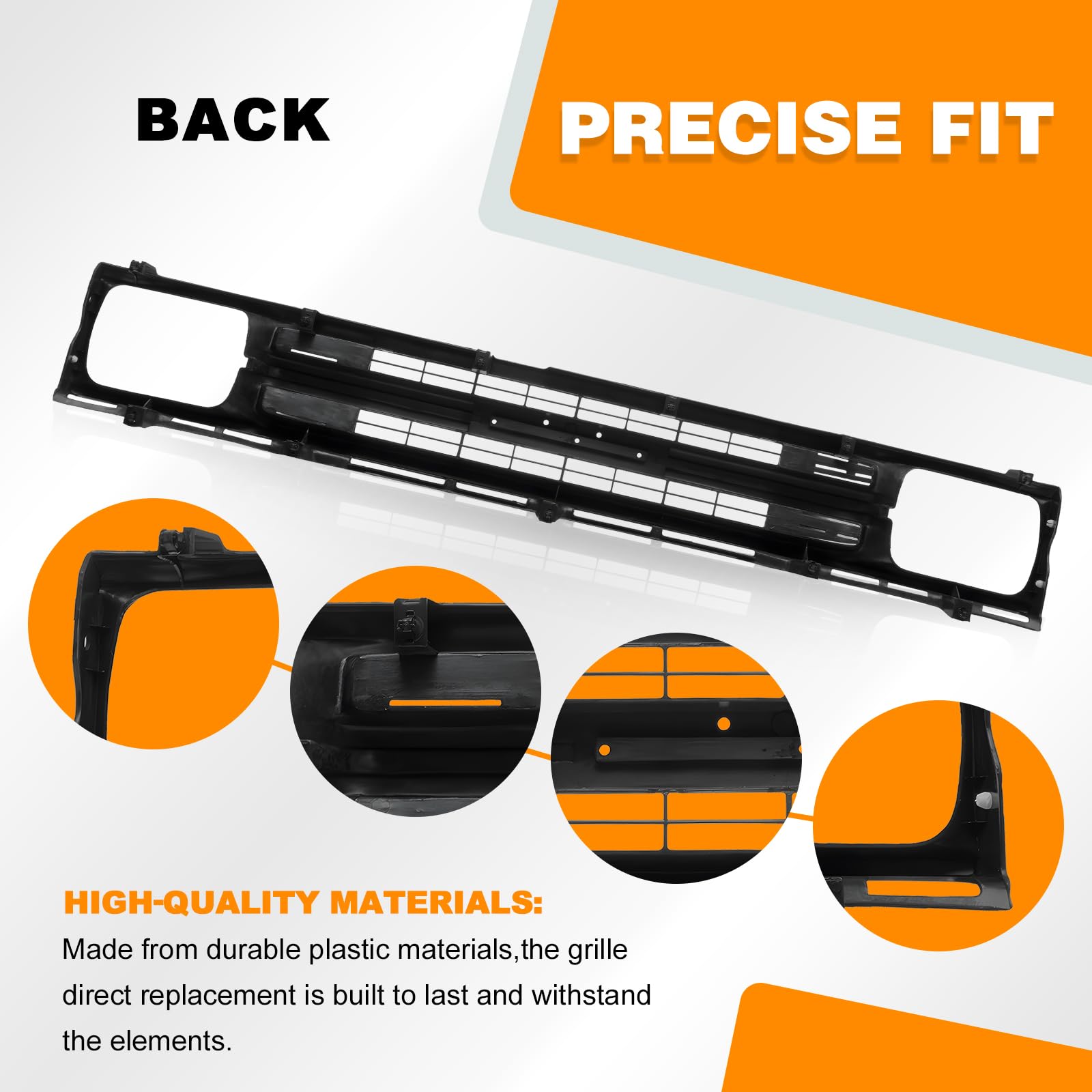 Black Front Grille Grill for 1989-1991 Toyota Pickup Truck RWD | Replacement Car Parts | Off-Road & Street Use