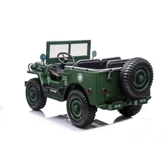 24V XXL Military Jeep Ride-On Toy for Kids - Green Electric Car with Remote Control - Perfect for Outdoor Play, Backyard Adventures & Off-Road Fun