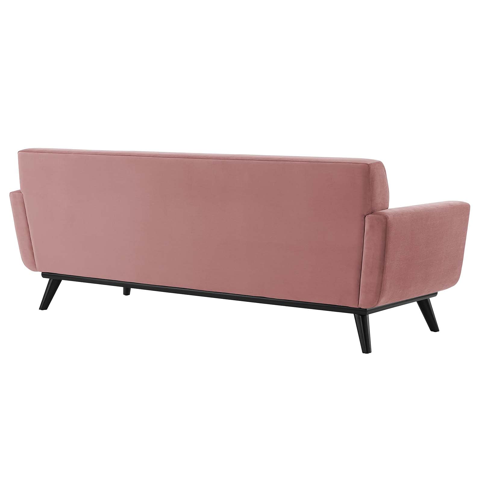 Modway Engage Channel Tufted Performance Velvet Sofa in Dusty Rose - Luxurious Mid-Century Modern Living Room Furniture for Small Spaces & Apartments