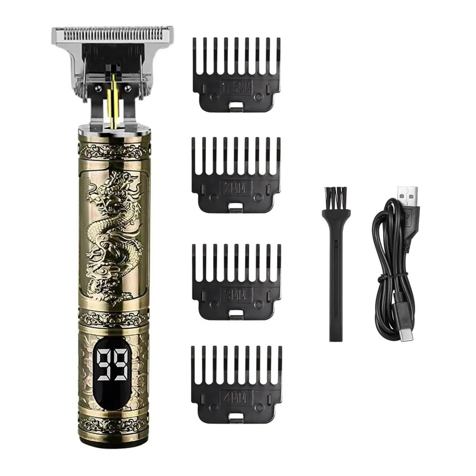 Professional Cordless Hair Clipper & Beard Trimmer for Men - High Power USB Rechargeable T9 Barber Trimming Machine with Vintage Design (Plastic LCD4) | Perfect for Home Haircuts, Beard Grooming & Professional Barber Use