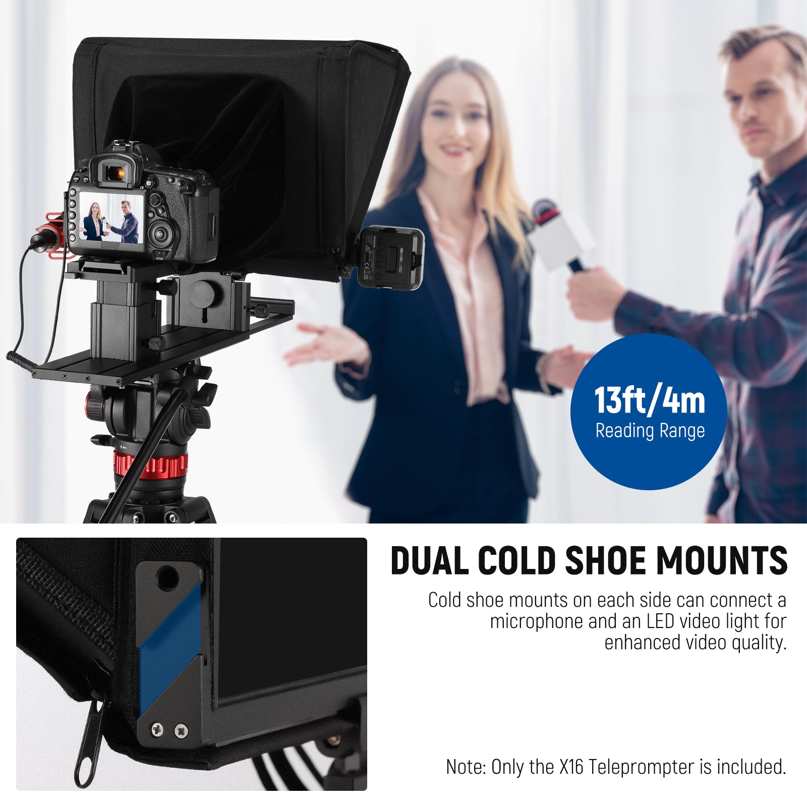 NEEWER X16 Remote Teleprompter for Video Recording - Professional Auto-Scrolling Teleprompter with Remote Control for YouTube, Live Streaming, and Presentations