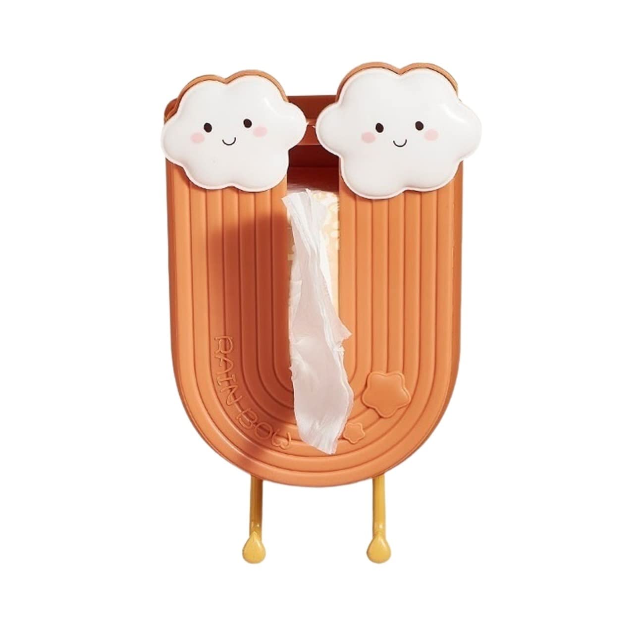 TOMYEUS Creative Wall-Mounted Tissue Box Cover - Punch-Free Design with Hook, Orange - Space-Saving Home & Office Organizer for Living Room, Kitchen, Bathroom, Bedroom, Dorm - Tissue Paper Storage Holder Rack