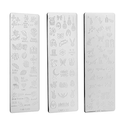 Lurrose 3pcs Nail Art Stamping Plates Set - Professional Manicure Stencils & Templates for DIY Nail Designs - Perfect for Home Salon, Nail Art Enthusiasts & Professional Use
