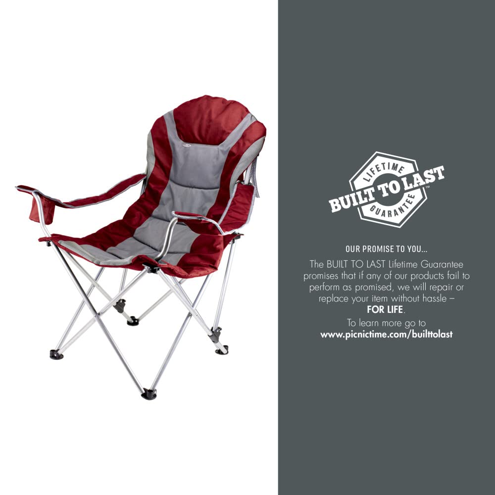 PICNIC TIME NCAA Arkansas Razorbacks Reclining Camping Chair - Portable Folding Beach Chair for Adults with Carry Bag - Perfect for Tailgating, Camping & Outdoor Events