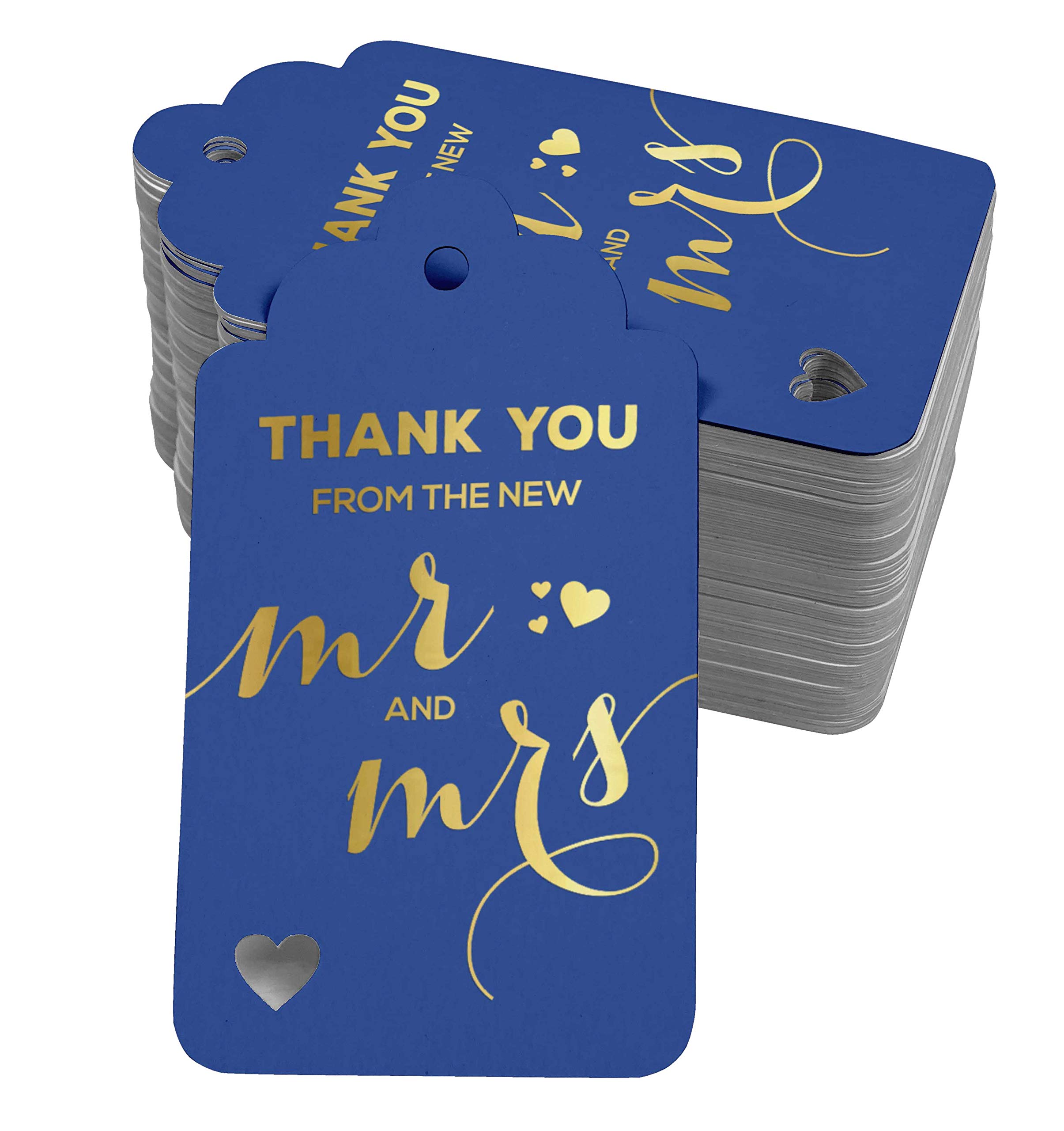 100pcs Real Gold Foil Wedding Thank You Tags - Elegant Favor Hanging Paper Tags for Bridal Shower, Wedding Favors & Anniversary Gifts