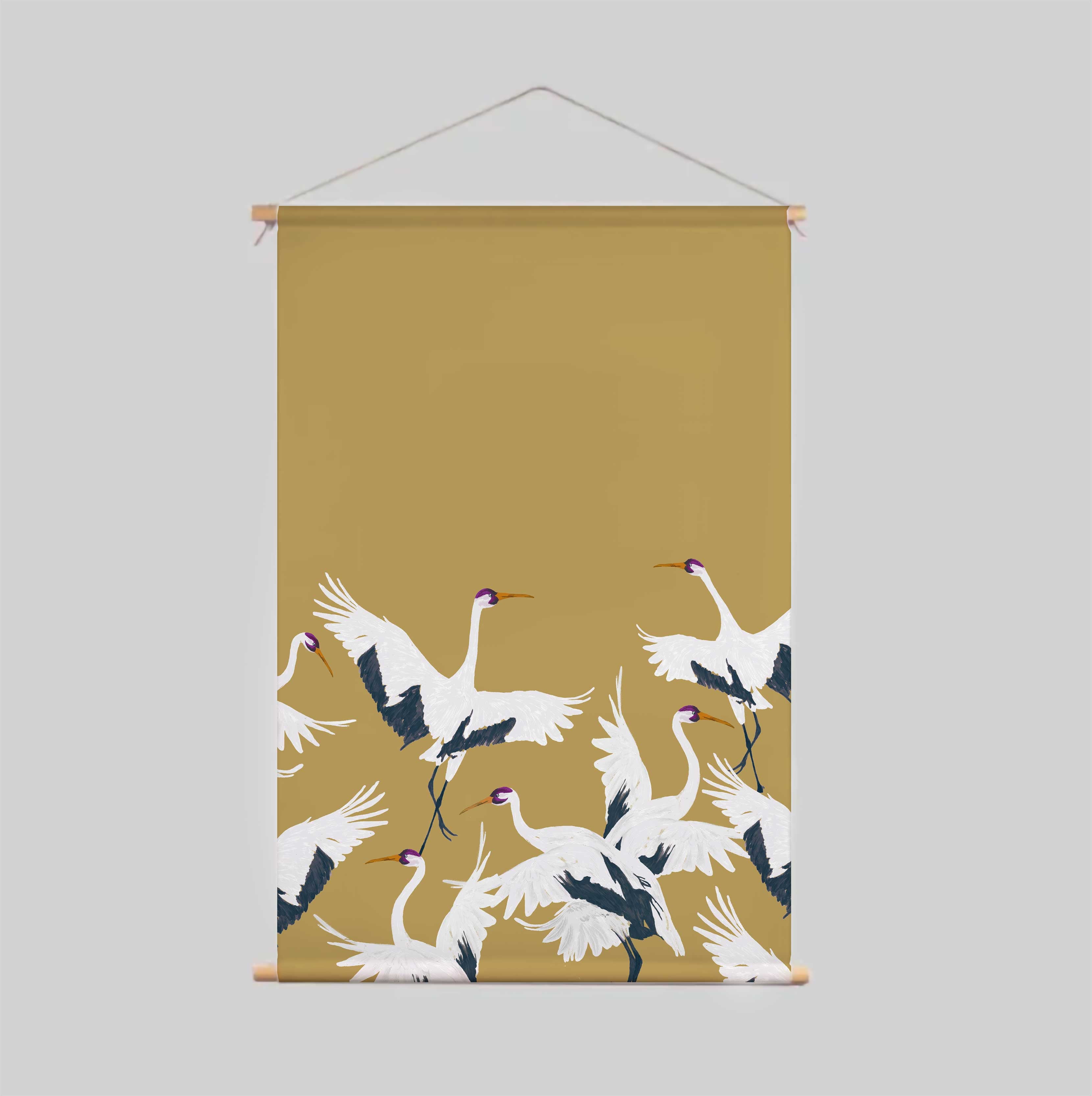 Stork Gold Textile Poster - Elegant Home Decor for Living Room, Bedroom & Office Wall Art