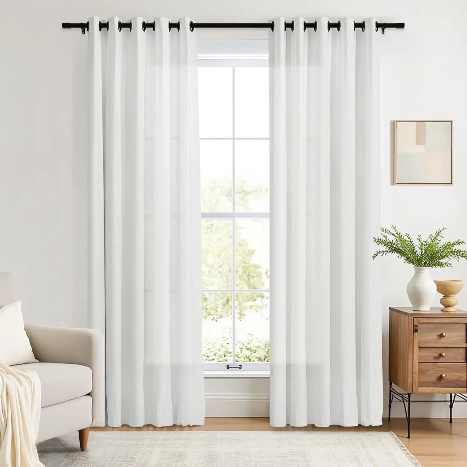 Linen Curtains with Grommet Top - Blackout Drapes for Living Room & Bedroom - Elegant Home Decor for Windows (52x84 Inches) - Perfect for Privacy, Light Control and Room Darkening