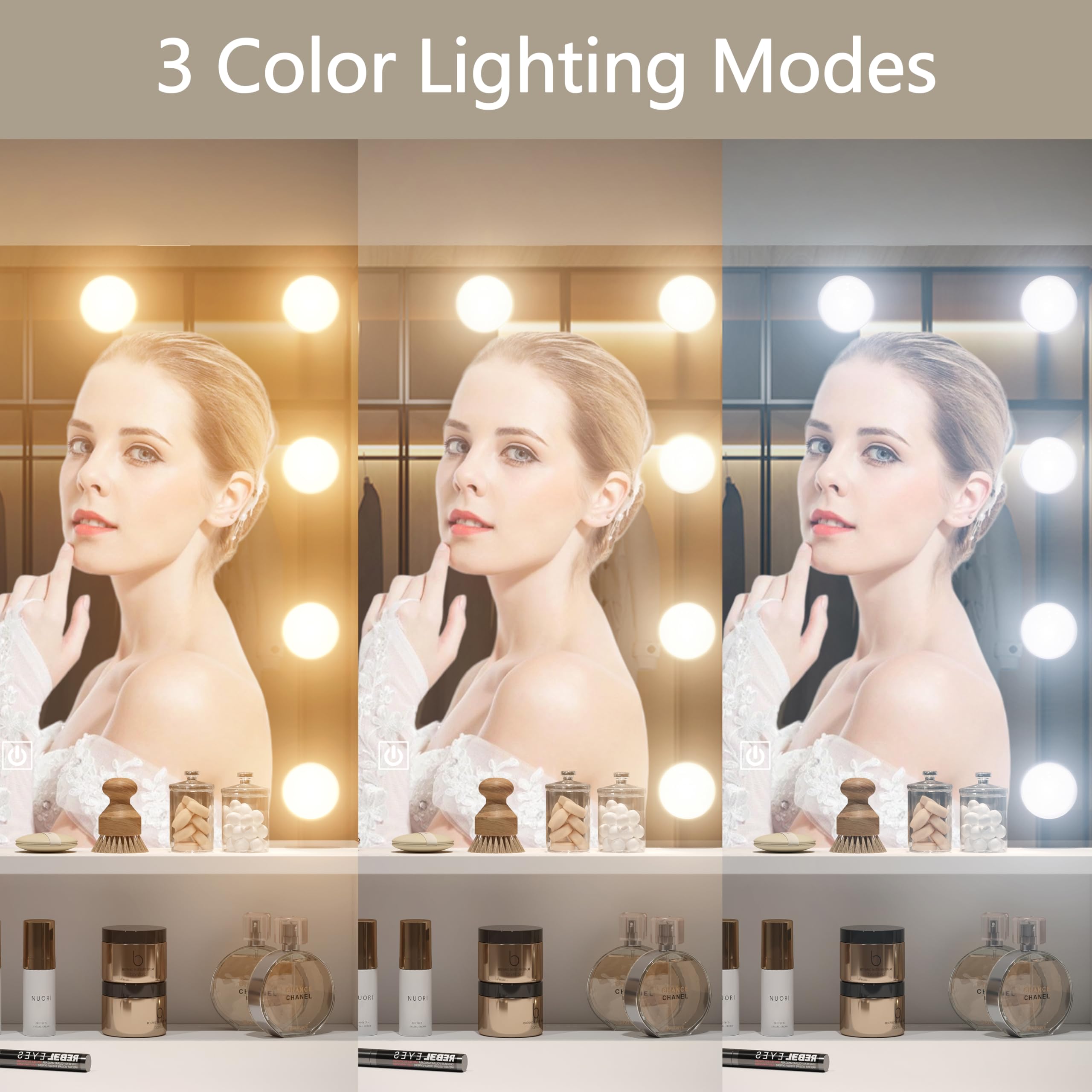 Vanity Desk with LED Lighted Mirror - Makeup Vanity Table Set with 6 Drawers, 3 Adjustable Lighting Modes & Hidden Wiring | Dressing Table for Bedroom, Home Decor & Beauty Station (White) - Perfect for Makeup Application, Skincare Routine & Getting Ready