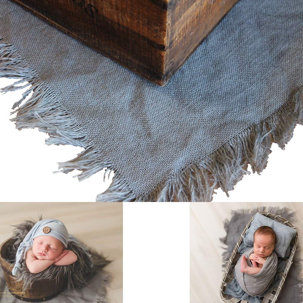 19x24 Inch Fringed Burlap Layer - Premium Photography Backdrop & Wedding Decoration Prop in Charcoal - Perfect for Boho Photo Shoots, Rustic Weddings & Home Decor