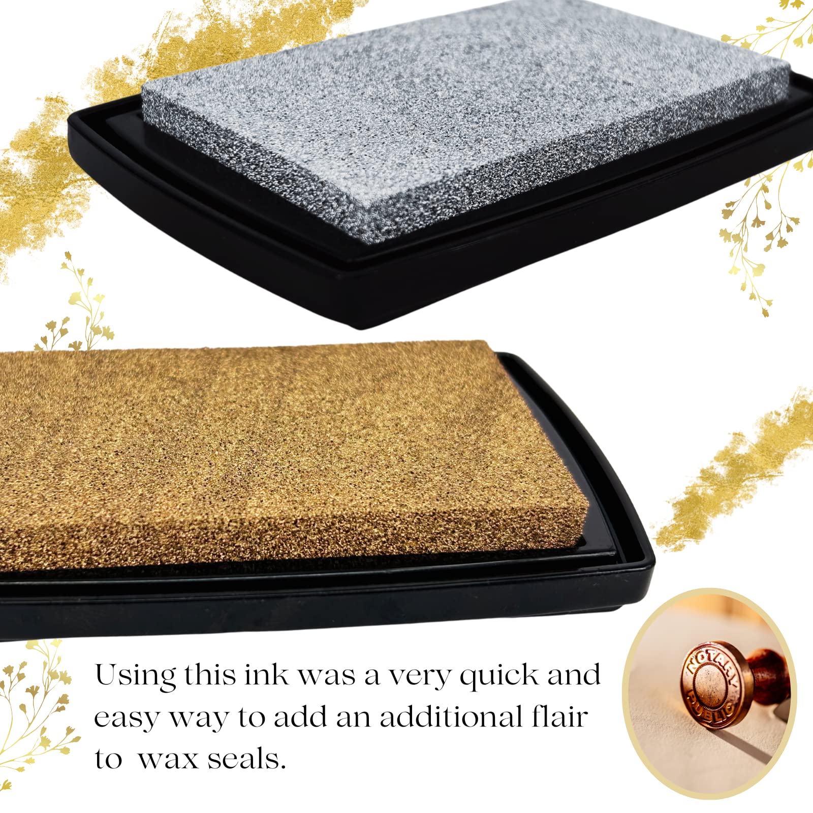 Premium Gold Stamp Pad - Non-Toxic Permanent Ink for Rubber Stamps, Wedding Invitations, Card Making & Scrapbooking - Perfect for DIY Crafts, Embossing & Handmade Greeting Cards