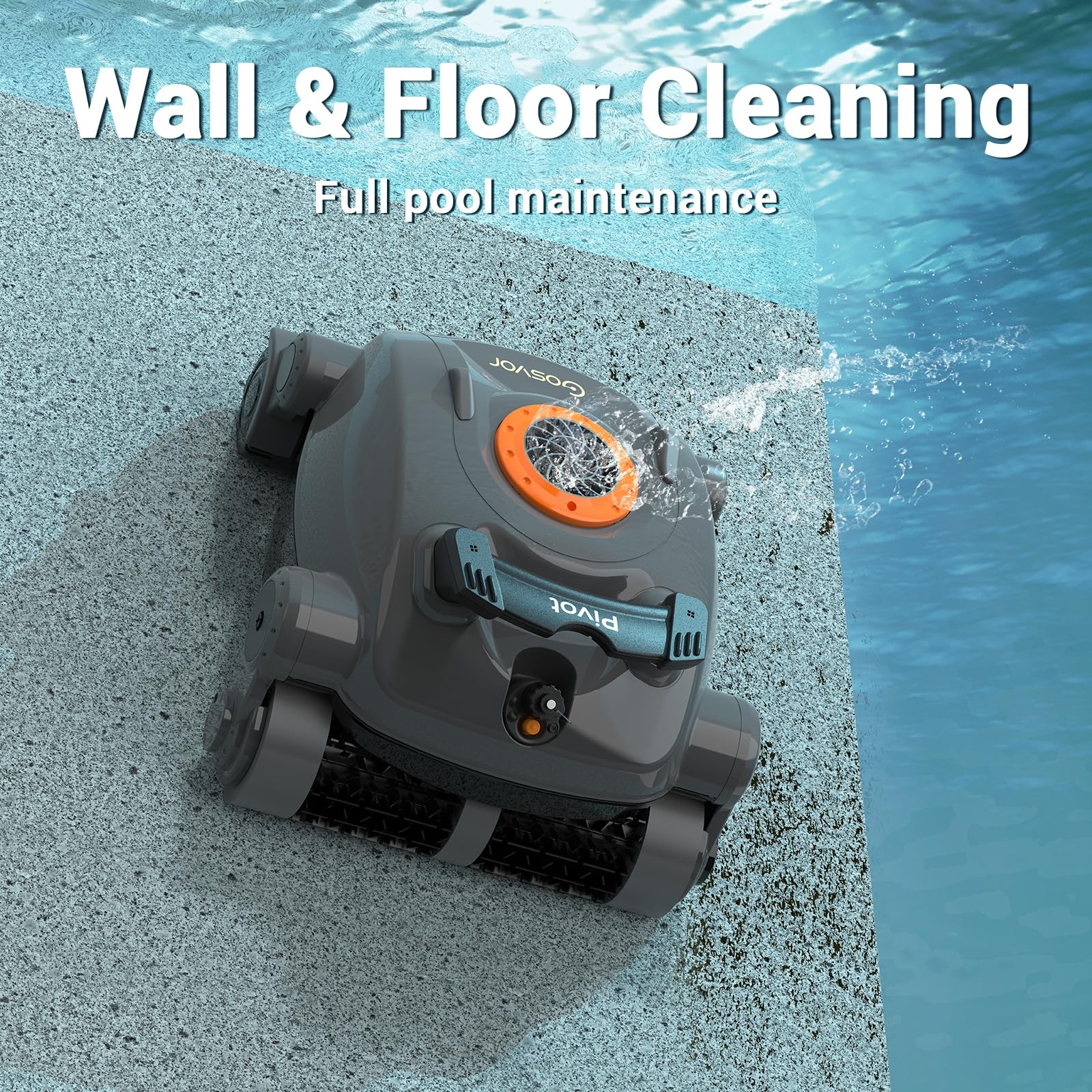 Pivot Cordless Robotic Pool Cleaner - Wall Climbing, Triple-Motor, Long Battery Life, Self-Parking, Automatic Pool Vacuum for Inground & Above Ground Pools Up to 65 FT - Perfect for Backyard, Vacation Homes & Commercial Pools