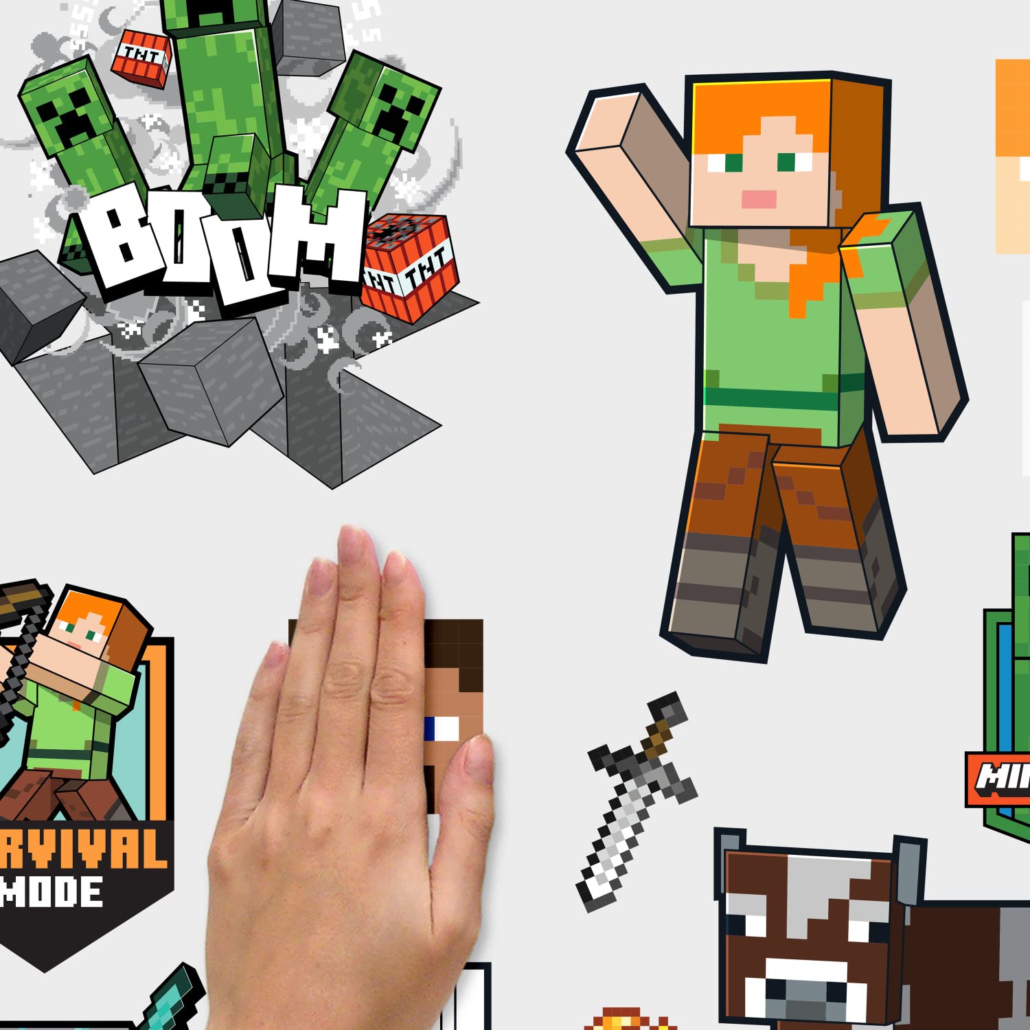 Minecraft Characters Peel and Stick Wall Decals - RoomMates RMK5366SCS - Removable Vinyl Stickers for Kids Bedroom, Game Room & Dorm Decor