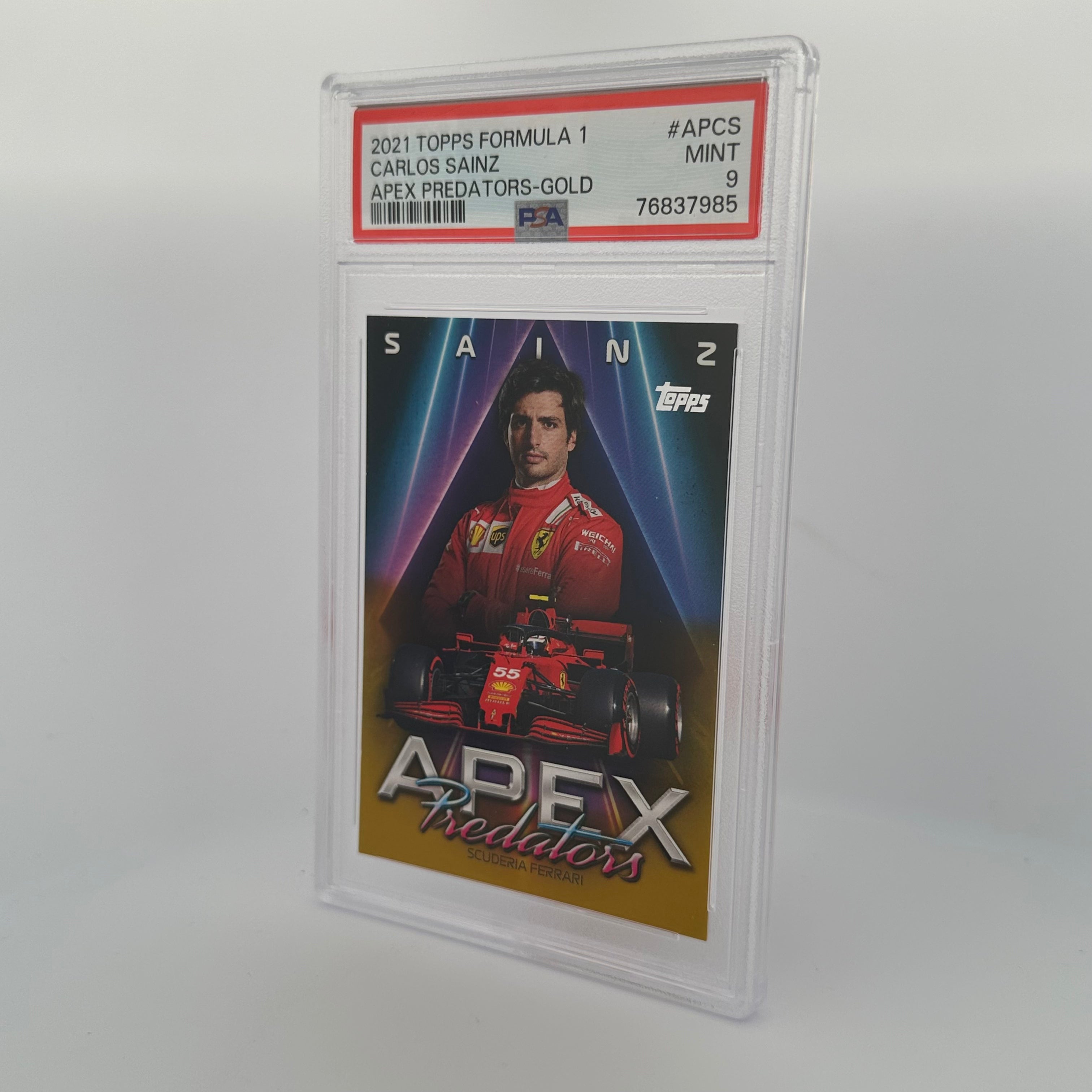 PSA 9 Graded 26/50 Carlos Sainz #APCS Apex Predators Gold Parallel - Rare Trading Card for F1 Collectors & Motorsport Fans, Perfect for Display & Investment