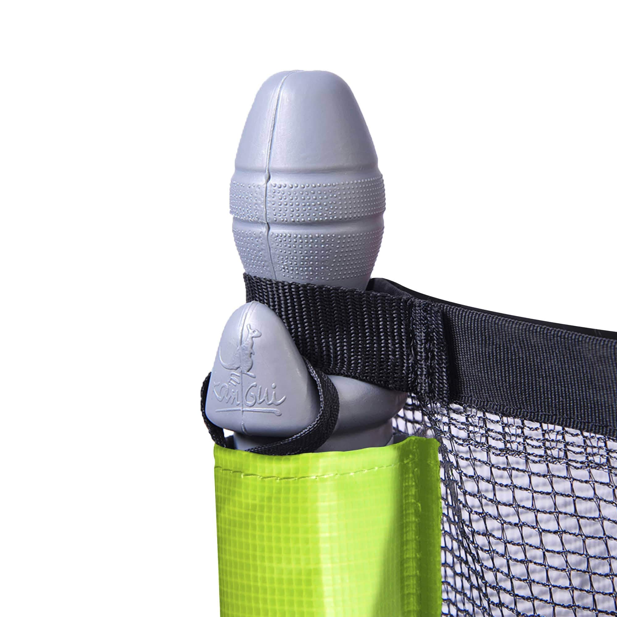 Kangui - Trampoline JUMPI Taupe/Green - 8.2-10 ft (250-305 cm) - 11.8-14.1 ft (360-430 cm) with Safety Net, Ladder, Protective Cover & Anchor Kit - Perfect for Backyard Fun, Kids Outdoor Play & Family Exercise