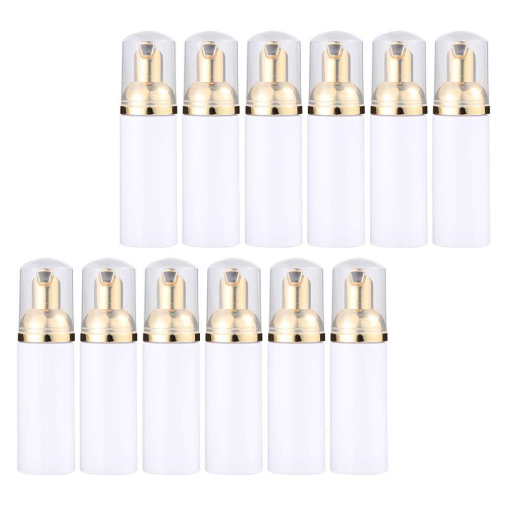 12Pcs Foam Bottle with Pump - 30ml Empty Travel Foaming Dispensers for Shampoo, Body Wash & Facial Cleanser | Portable Golden Foam Containers for Home, Gym & Travel Accessories