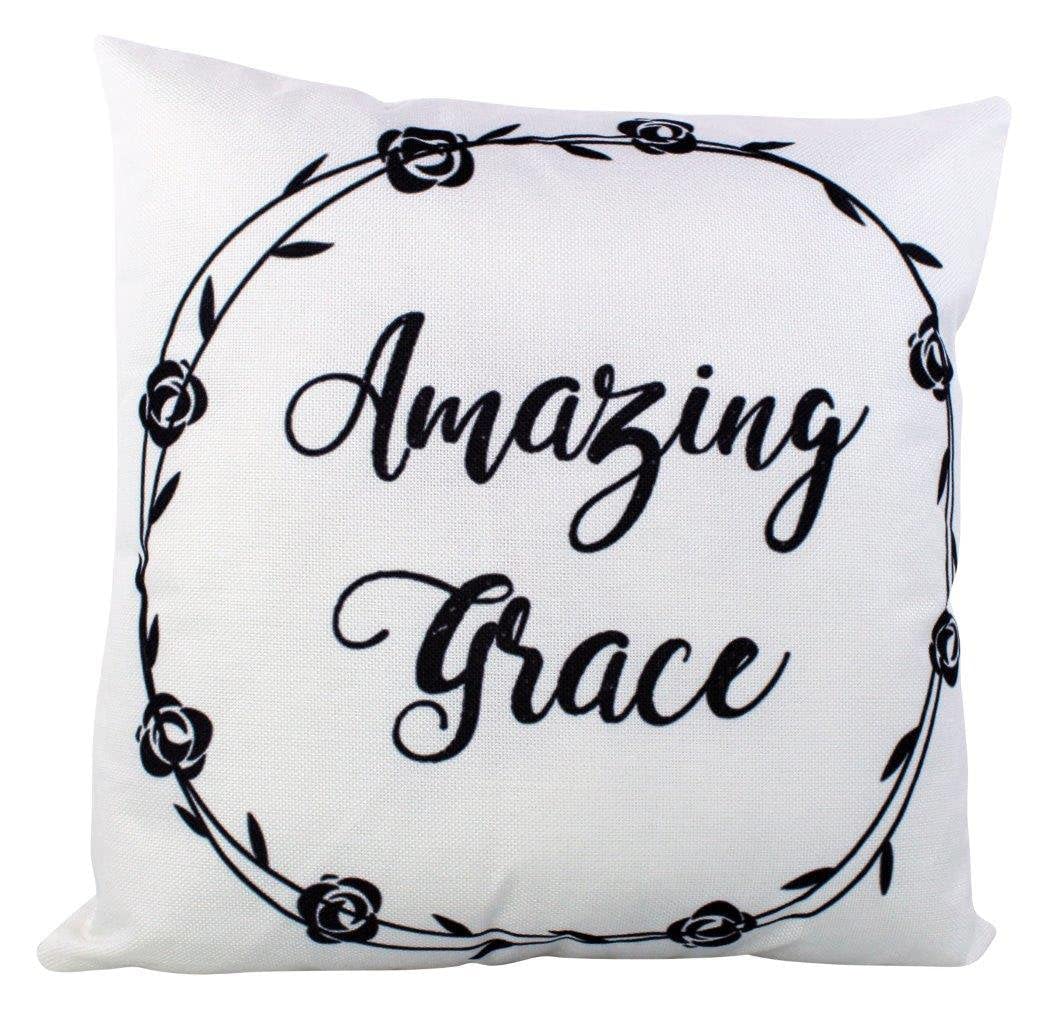 Amazing Grace Pillow Cover - White Farmhouse Throw Pillow for Home Decor, Primitive & Rustic Décor, Cozy Living Room & Bedroom Accent - Perfect Gift for Mom, Housewarming & Holiday Decor