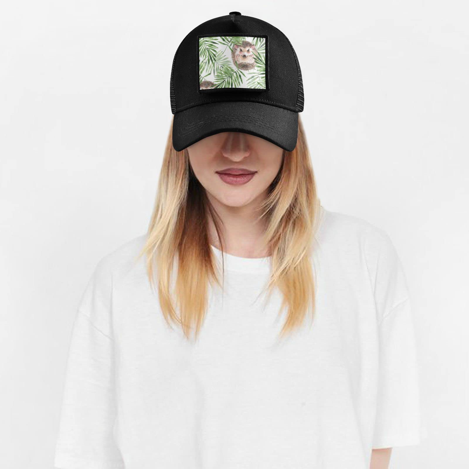 Sinestour Hedgehog & Leaves Baseball Cap - Low Profile Army Military Hat for Men & Women - Black Unisex Adjustable Cap for Outdoor, Hiking, and Casual Wear
