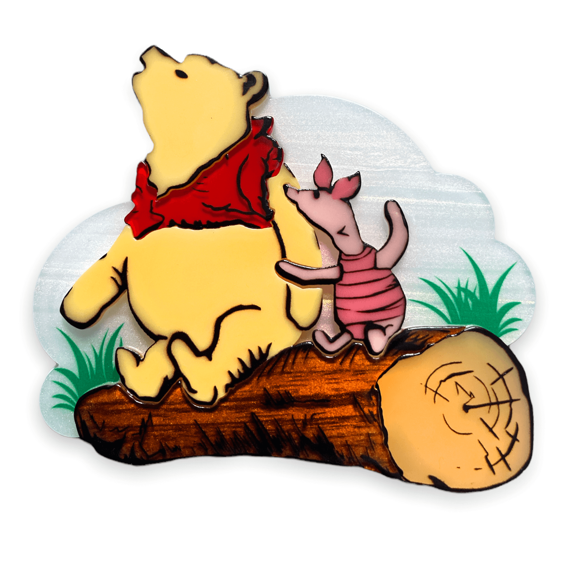 Pooh and Piglet Brooch - Winnie the Pooh Jewelry by Lipstick & Chrome - Perfect for Disney Fans, Collectibles & Gift Giving